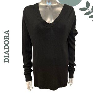 Diadora Luxe Black Knit Sweater with Mesh Open Back | Long Sleeve | Size Large